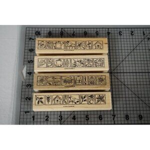 Stampin' Up Nature's Seasonal Borders Set of 4 Wood Mounted Rubber Stamps 1998